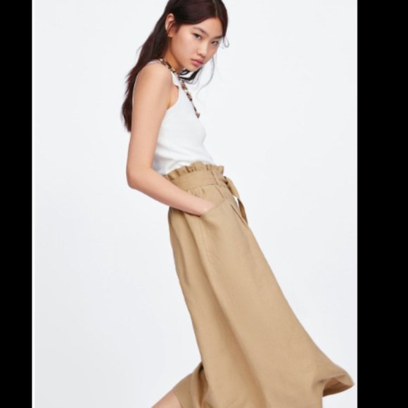 NWT ZARA BELTED LINEN SKIRT 8119/047 - Picture 6 of 9